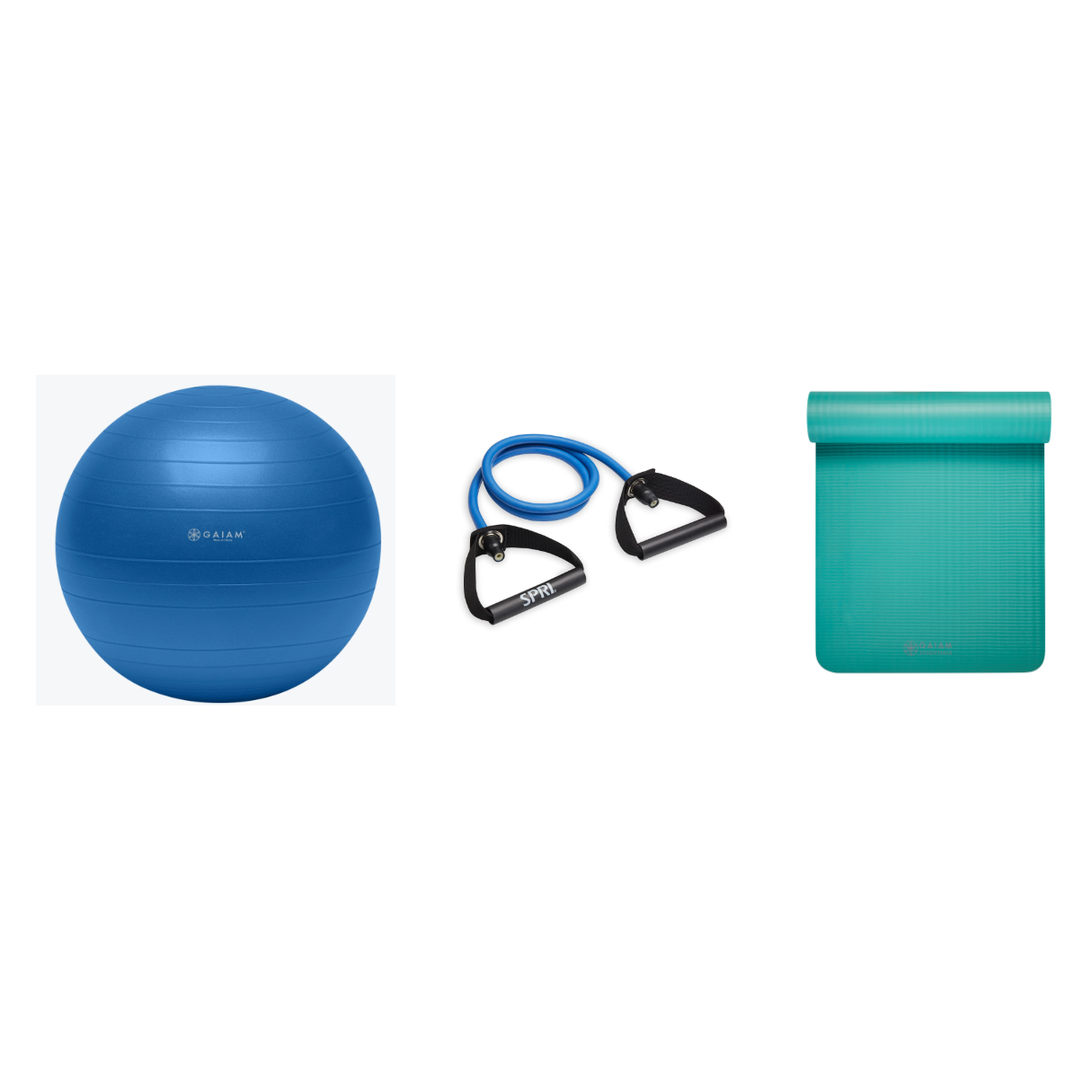 Fitness Bundle - Balance Ball (75cm), Xertube (Heavy), Fitness Mat (Teal)